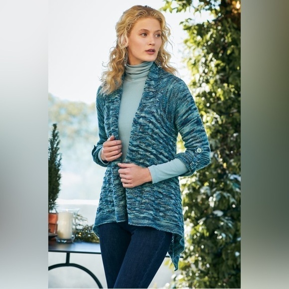 Soft Surroundings Zadie Sweater Topper, Frosted Aqua, Size S - Picture 1 of 7